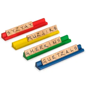 Scrabble Word Architect Deluxe Kit of 4 Wooden Multi-Color Scrabble Racks and 200 Wooden Scrabble Tiles
