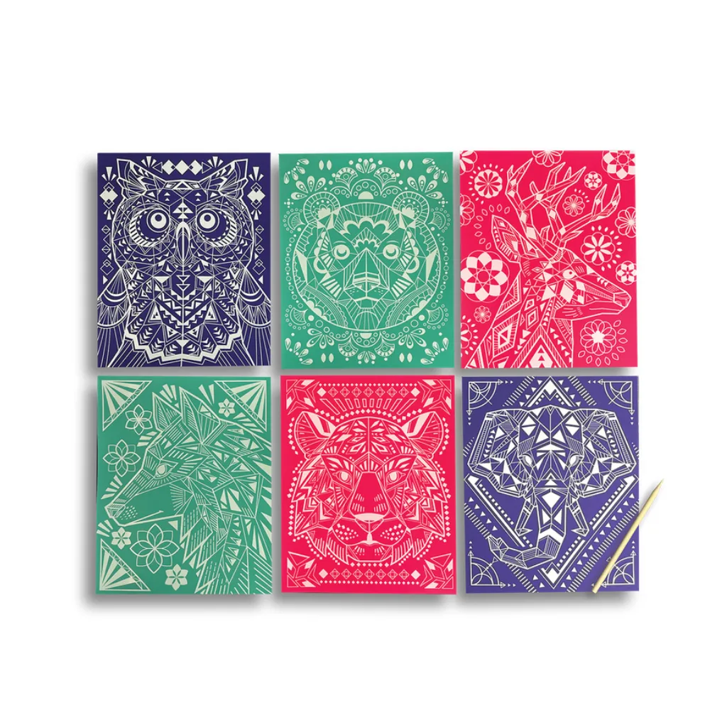 Scratch and Shine Foil Scratch Art Kit - Geometric Animals