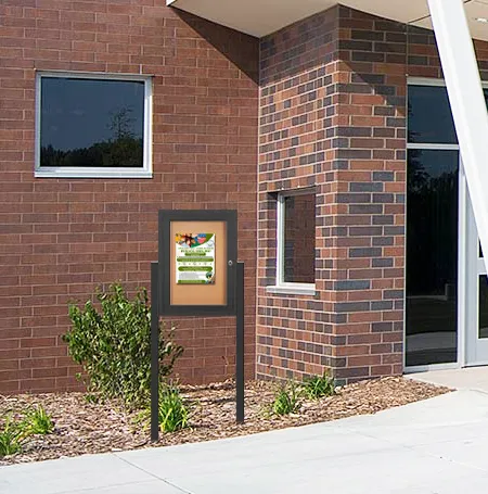 SwingCase Standing 11x14 Outdoor Bulletin Board Enclosed with 2 Posts (One Door)