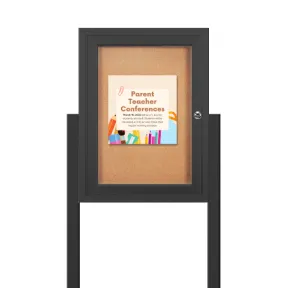 SwingCase Standing 13x19 Outdoor Bulletin Board Enclosed with 2 Posts (One Door)