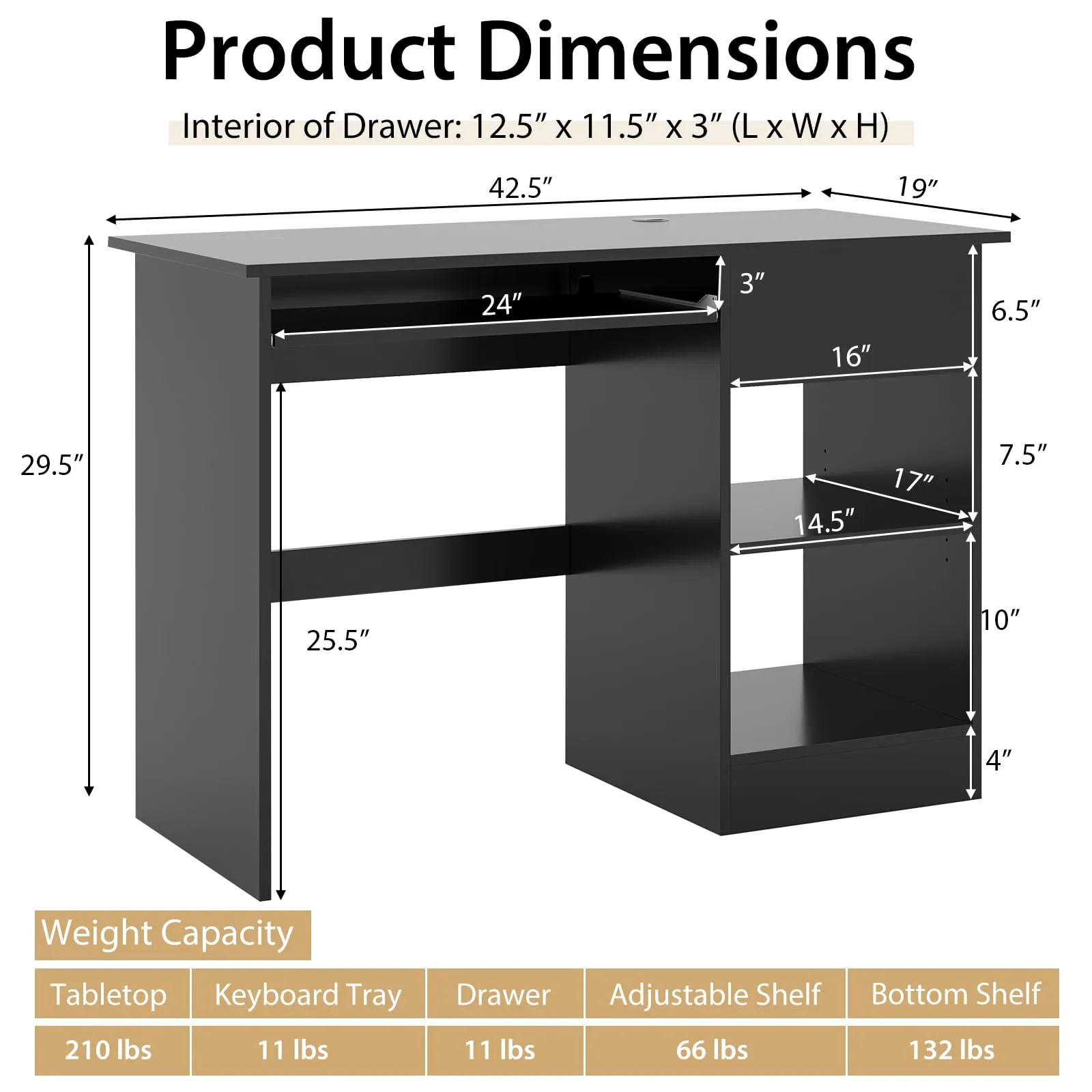Tangkula Desk with Drawer, Wooden Computer Desk with Pull-Out Keyboard Tray & Adjustable Storage Shelves