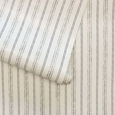 Tempaper & Co. Nautical Stripe Removable Peel and Stick Wallpaper, Charcoal and Cotton, 28 sq. ft.