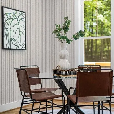 Tempaper & Co. Nautical Stripe Removable Peel and Stick Wallpaper, Charcoal and Cotton, 28 sq. ft.