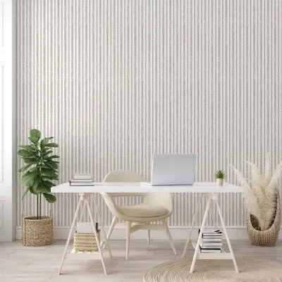Tempaper & Co. Nautical Stripe Removable Peel and Stick Wallpaper, Charcoal and Cotton, 28 sq. ft.