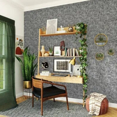 Tempaper & Co. Swell Removable Peel and Stick Wallpaper, Black Pearl, 28 sq. ft.