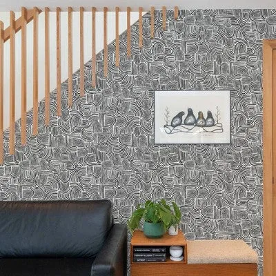 Tempaper & Co. Swell Removable Peel and Stick Wallpaper, Black Pearl, 28 sq. ft.