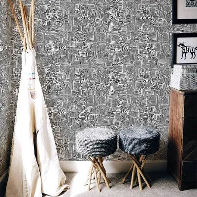 Tempaper & Co. Swell Removable Peel and Stick Wallpaper, Black Pearl, 28 sq. ft.