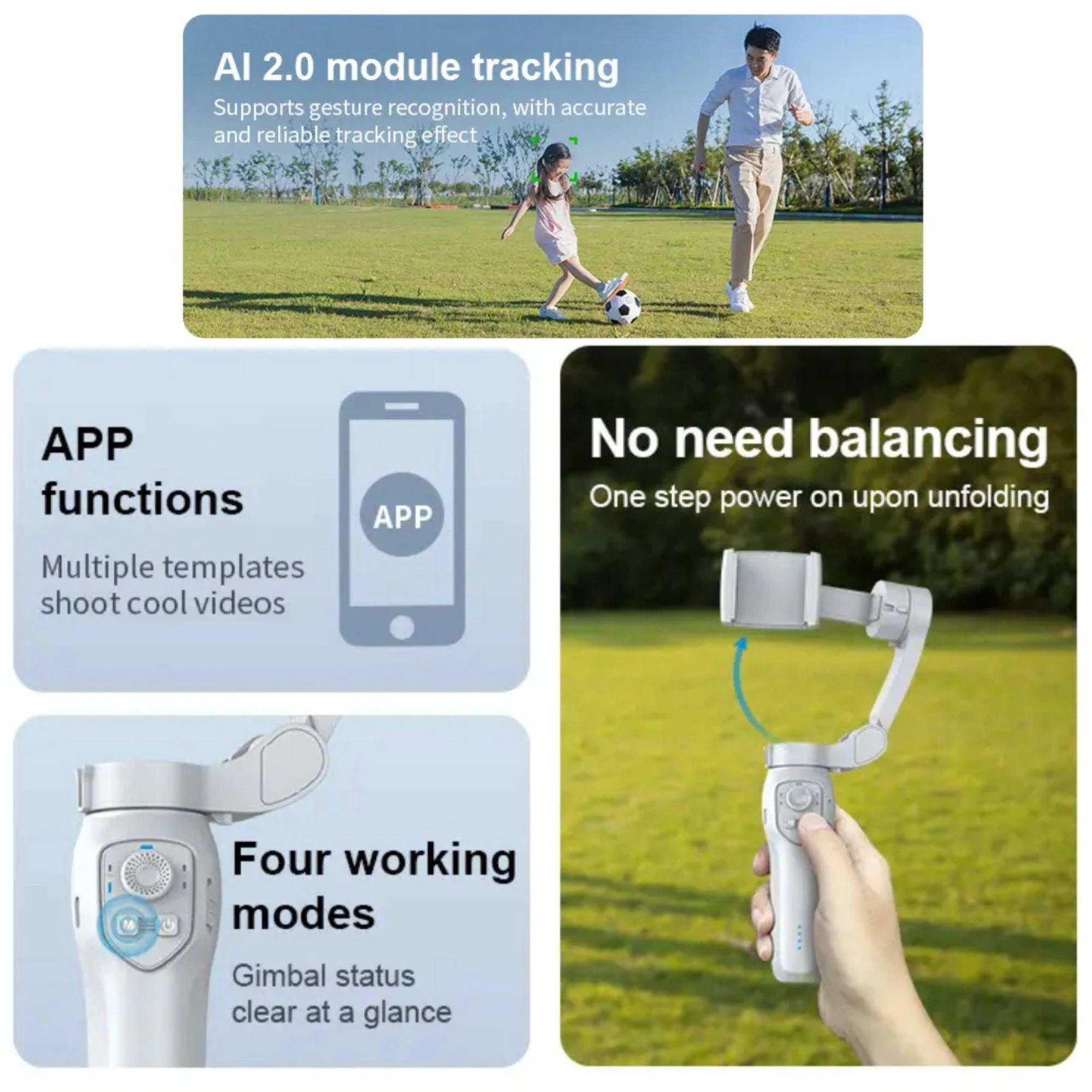 TUTT L7C Pro   AI Module | 3 Axis Pro Handheld Anti-shake Smartphone Selfie Stick Phone Gimbal Stabilizer with Tripod | AI Auto Face Tracking Module Vlog YouTube