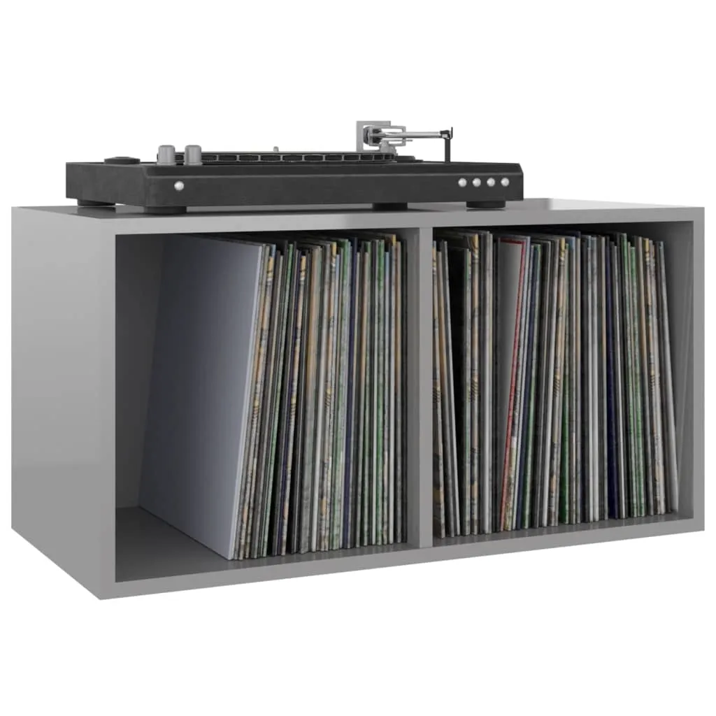 vidaXL Vinyl Storage Box High Gloss Grey 71x34x36 cm Engineered Wood