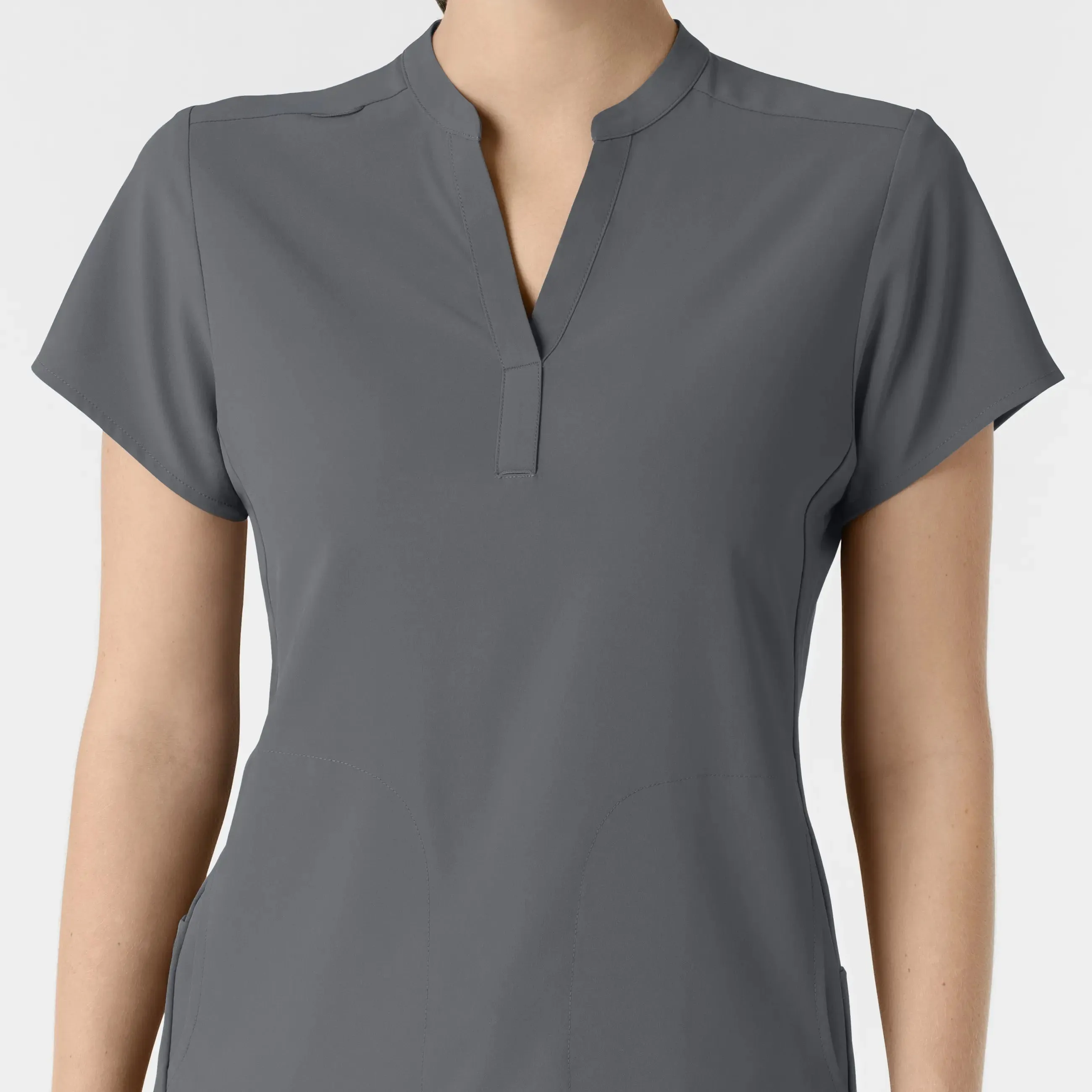 Wink Women's Mandarin Collar Scrub Top - Pewter