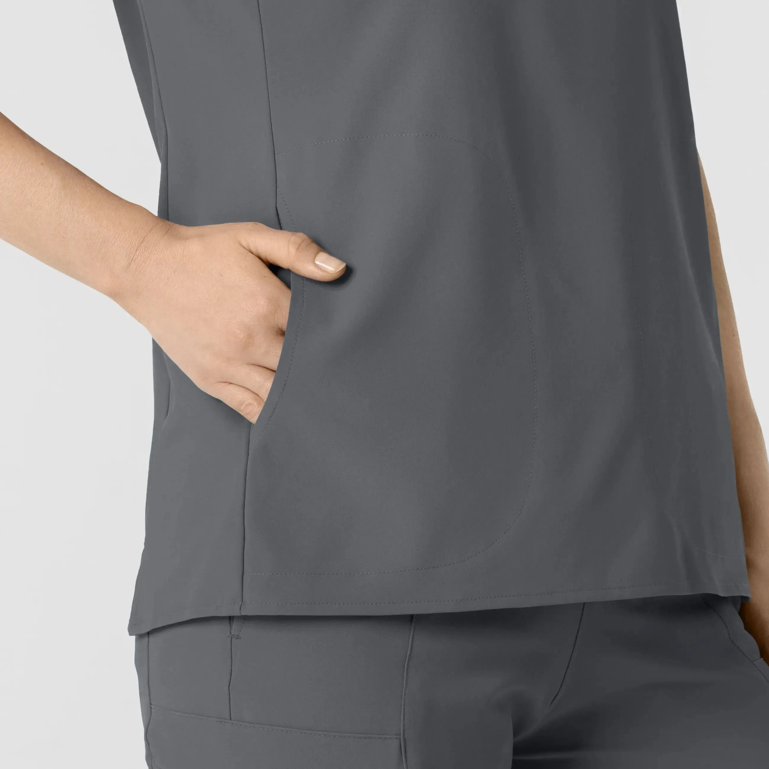 Wink Women's Mandarin Collar Scrub Top - Pewter