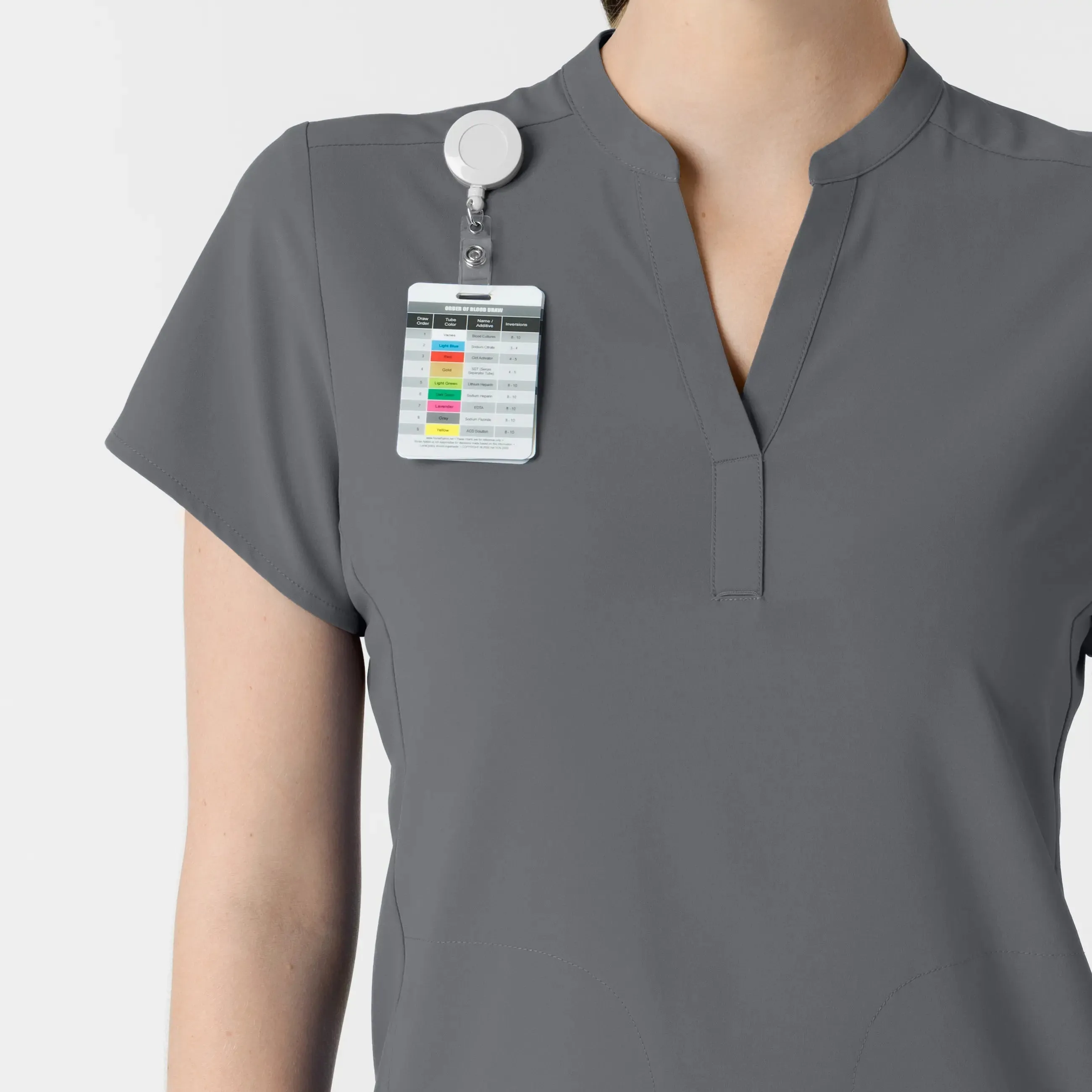 Wink Women's Mandarin Collar Scrub Top - Pewter