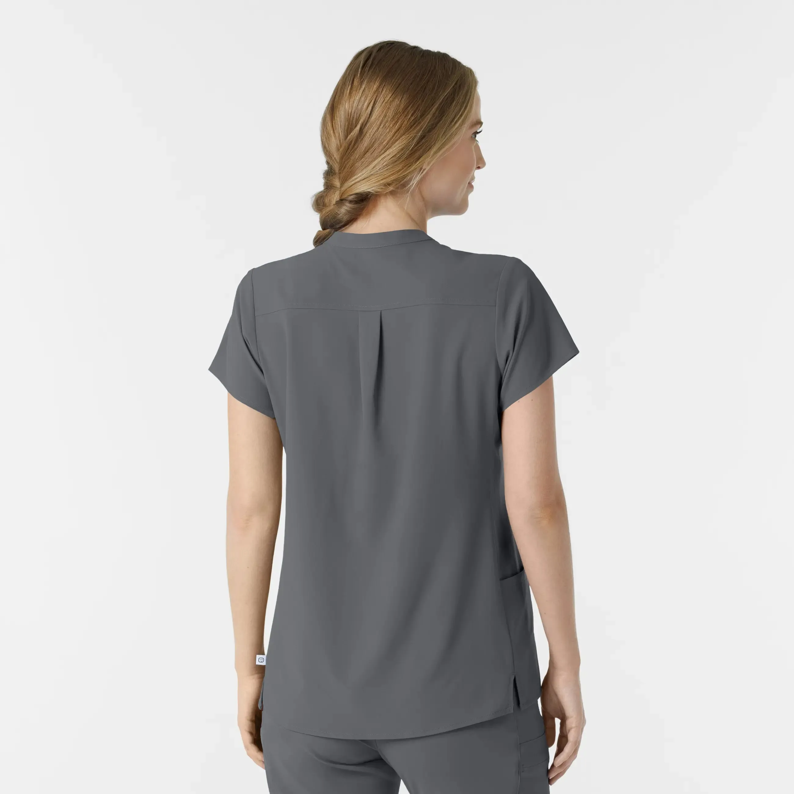 Wink Women's Mandarin Collar Scrub Top - Pewter