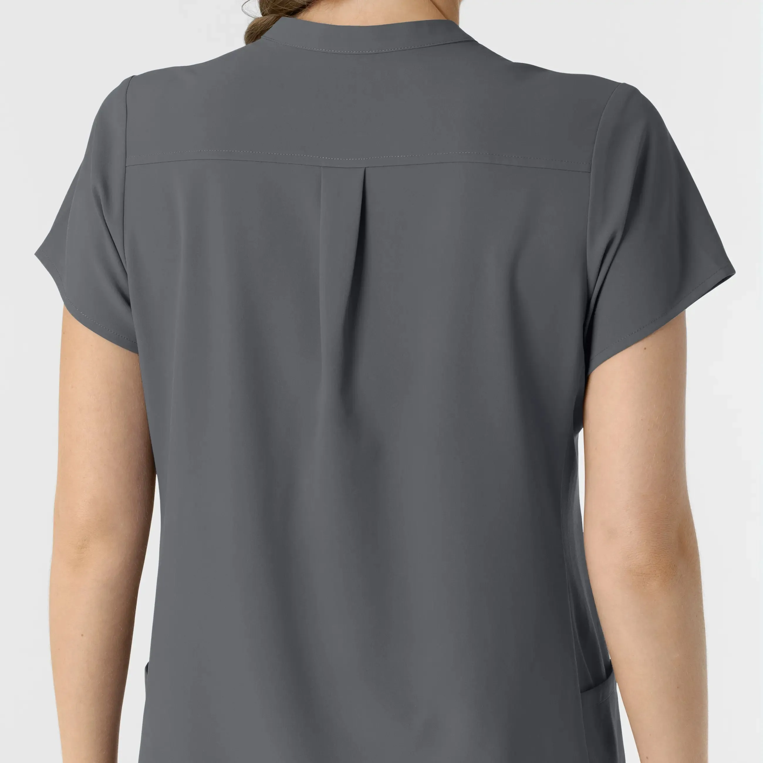 Wink Women's Mandarin Collar Scrub Top - Pewter