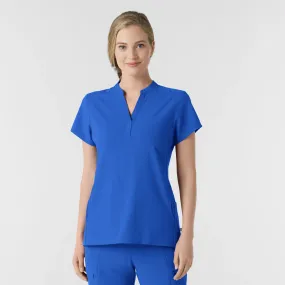 Wink Women's Mandarin Collar Scrub Top - Royal Blue