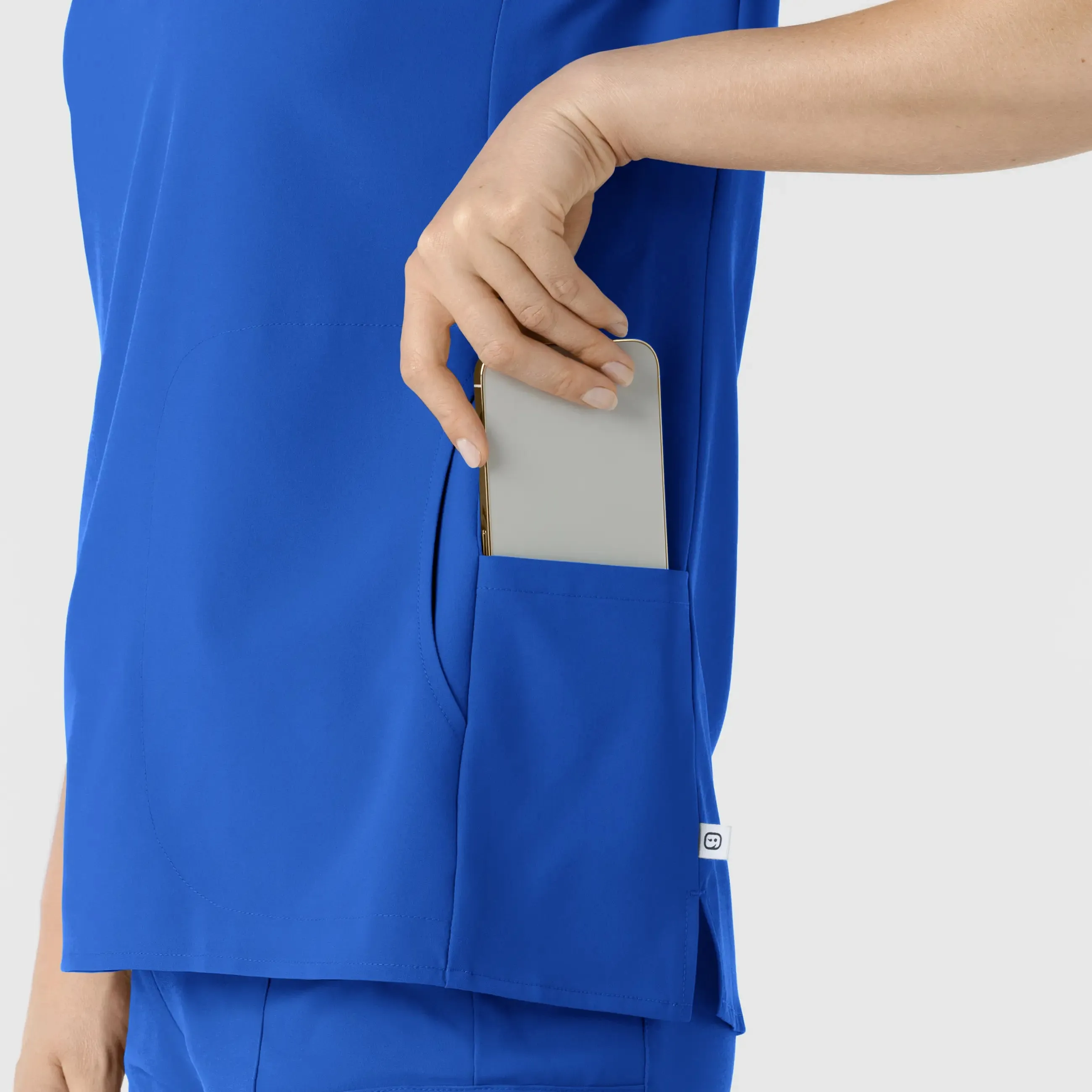 Wink Women's Mandarin Collar Scrub Top - Royal Blue