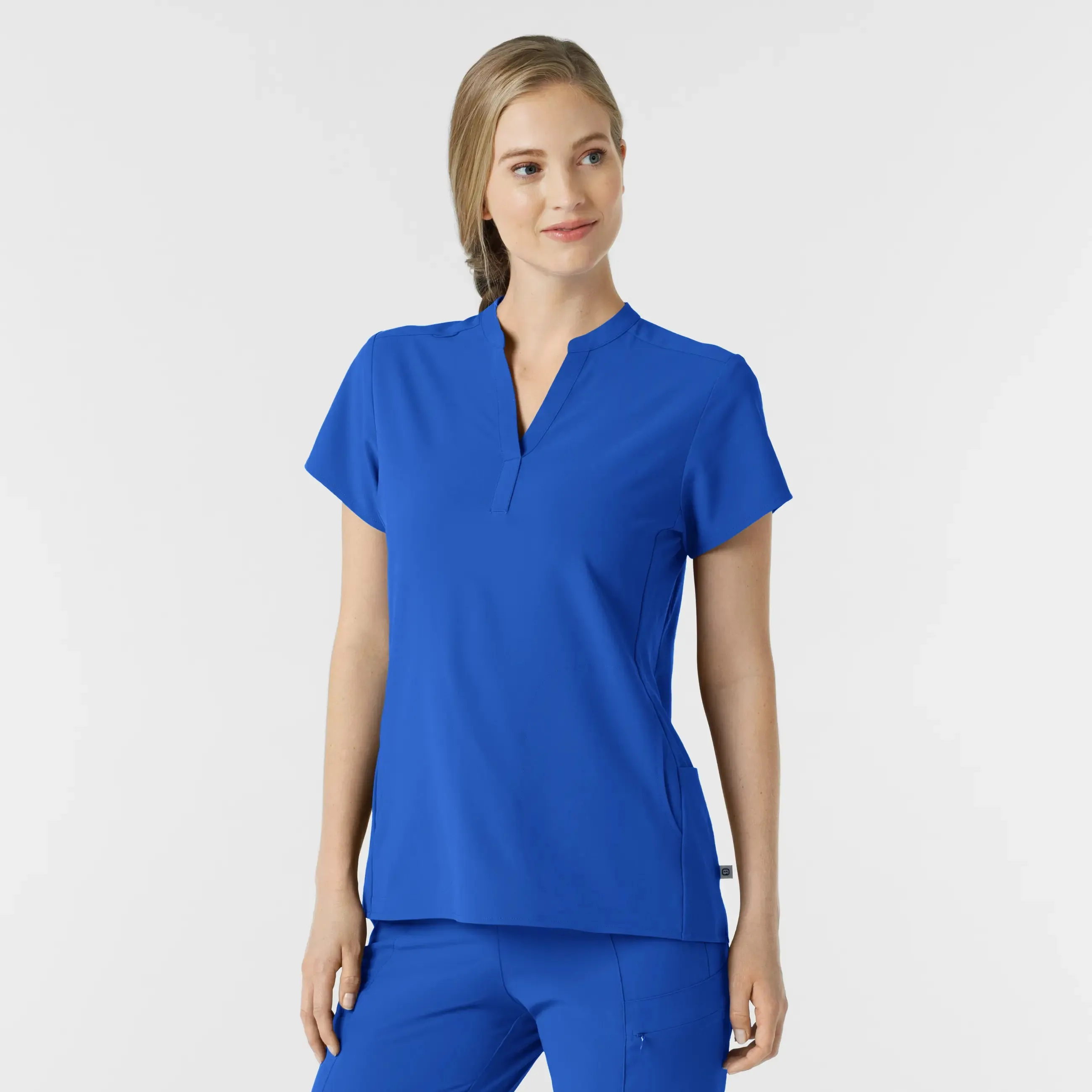 Wink Women's Mandarin Collar Scrub Top - Royal Blue
