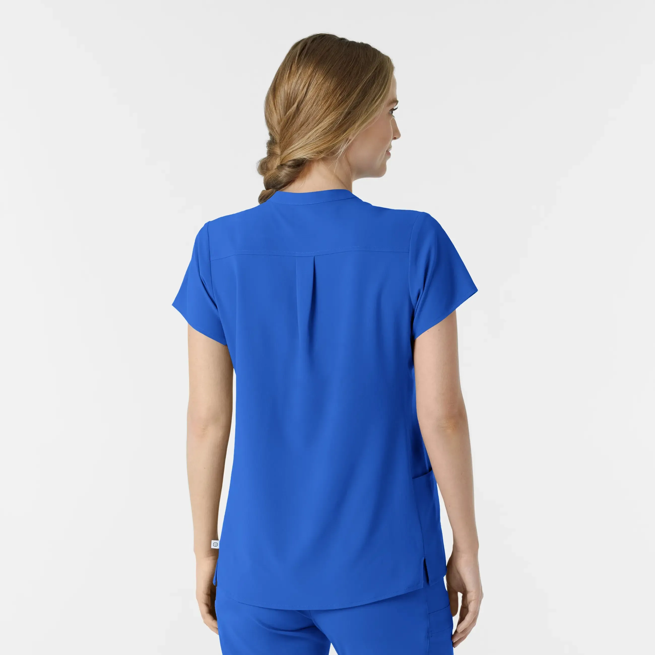Wink Women's Mandarin Collar Scrub Top - Royal Blue