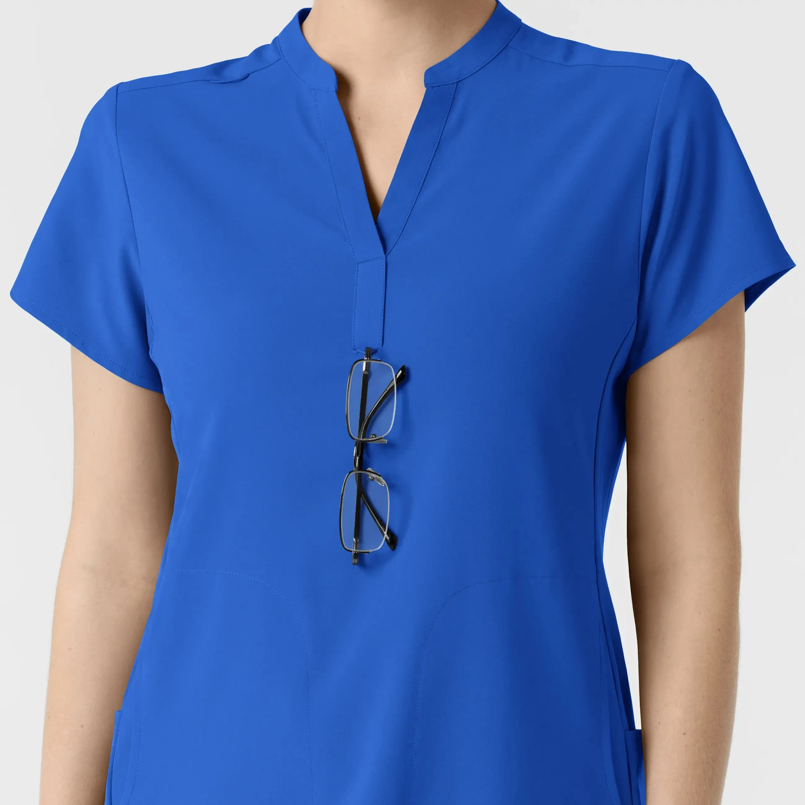 Wink Women's Mandarin Collar Scrub Top - Royal Blue