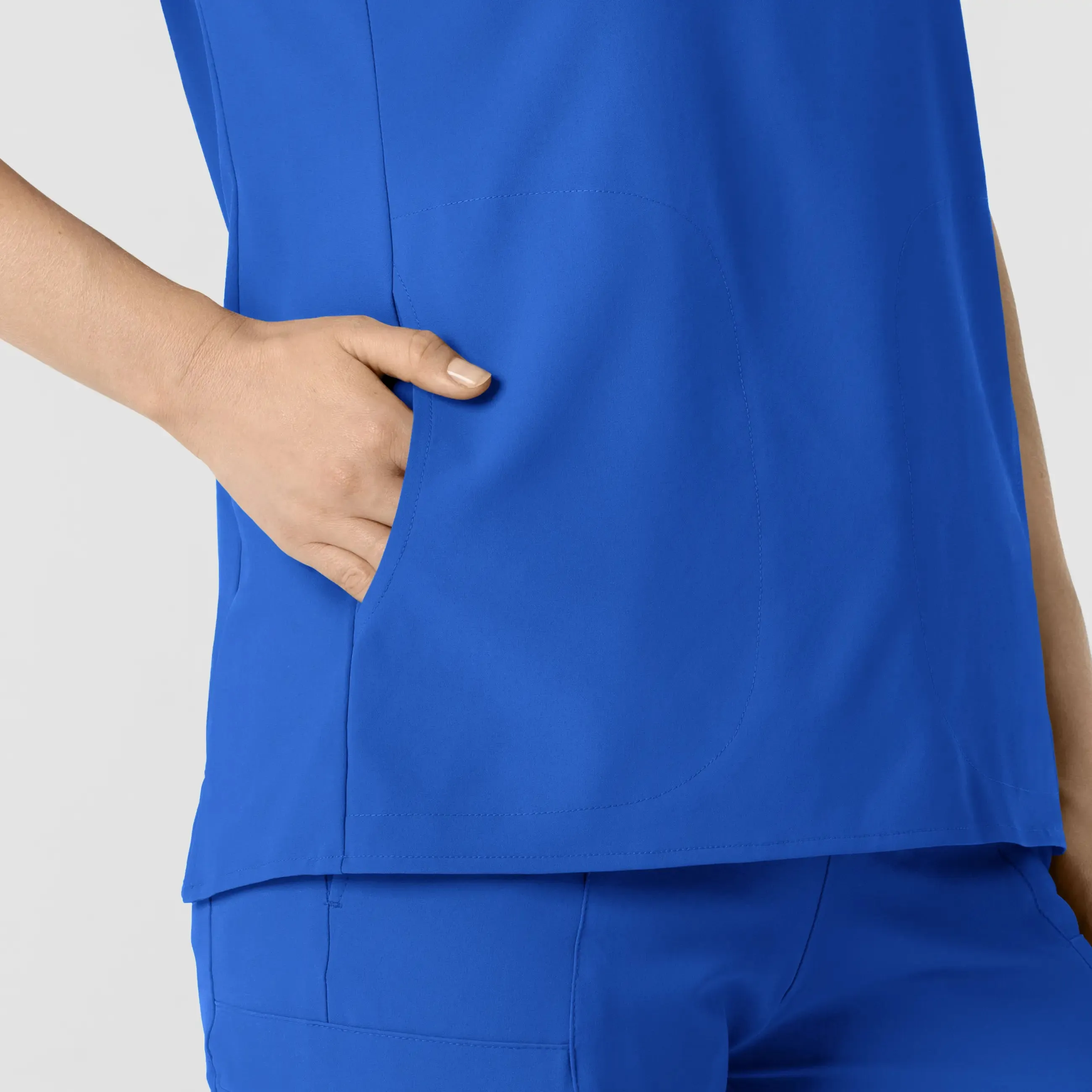 Wink Women's Mandarin Collar Scrub Top - Royal Blue