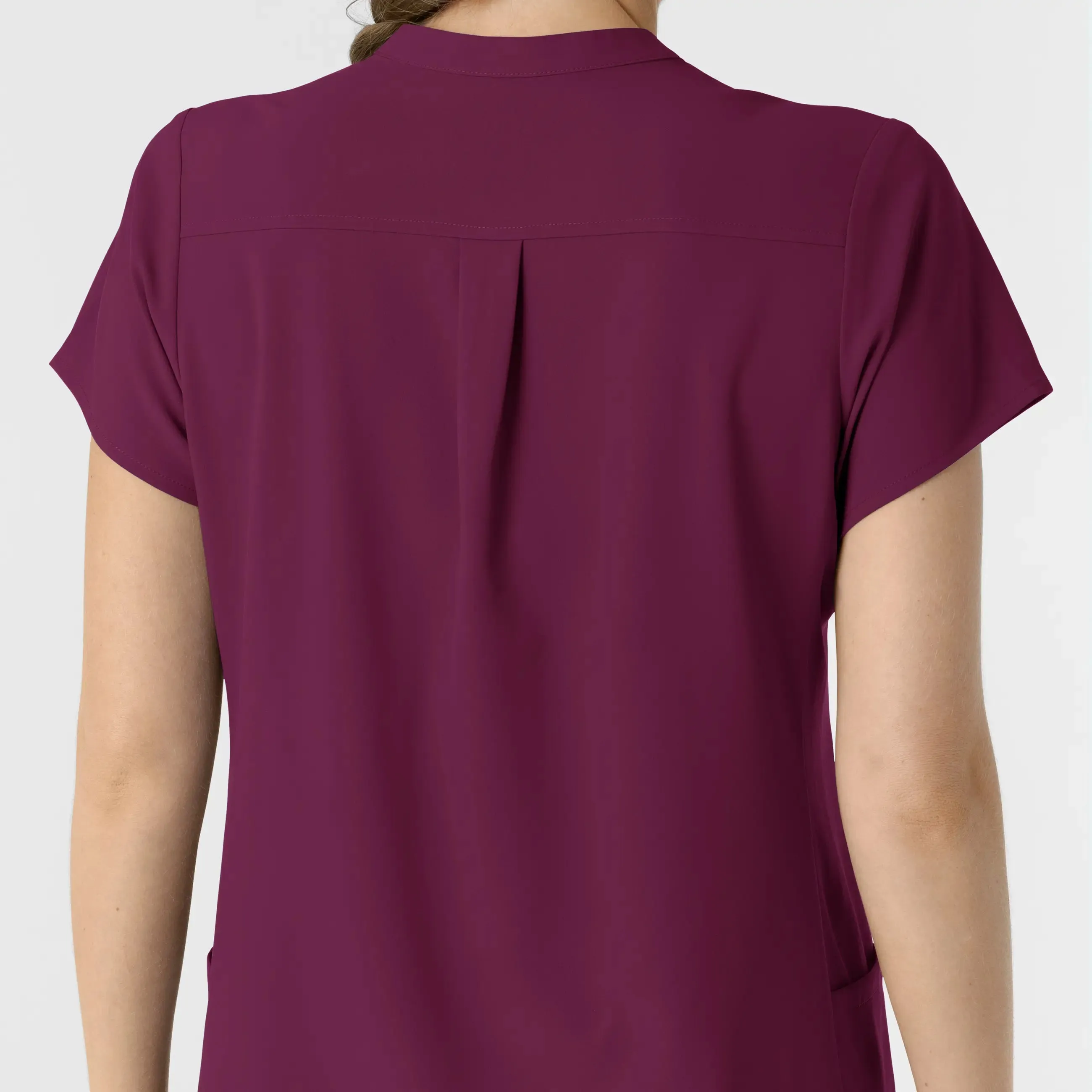 Wink Women's Mandarin Collar Scrub Top - Wine