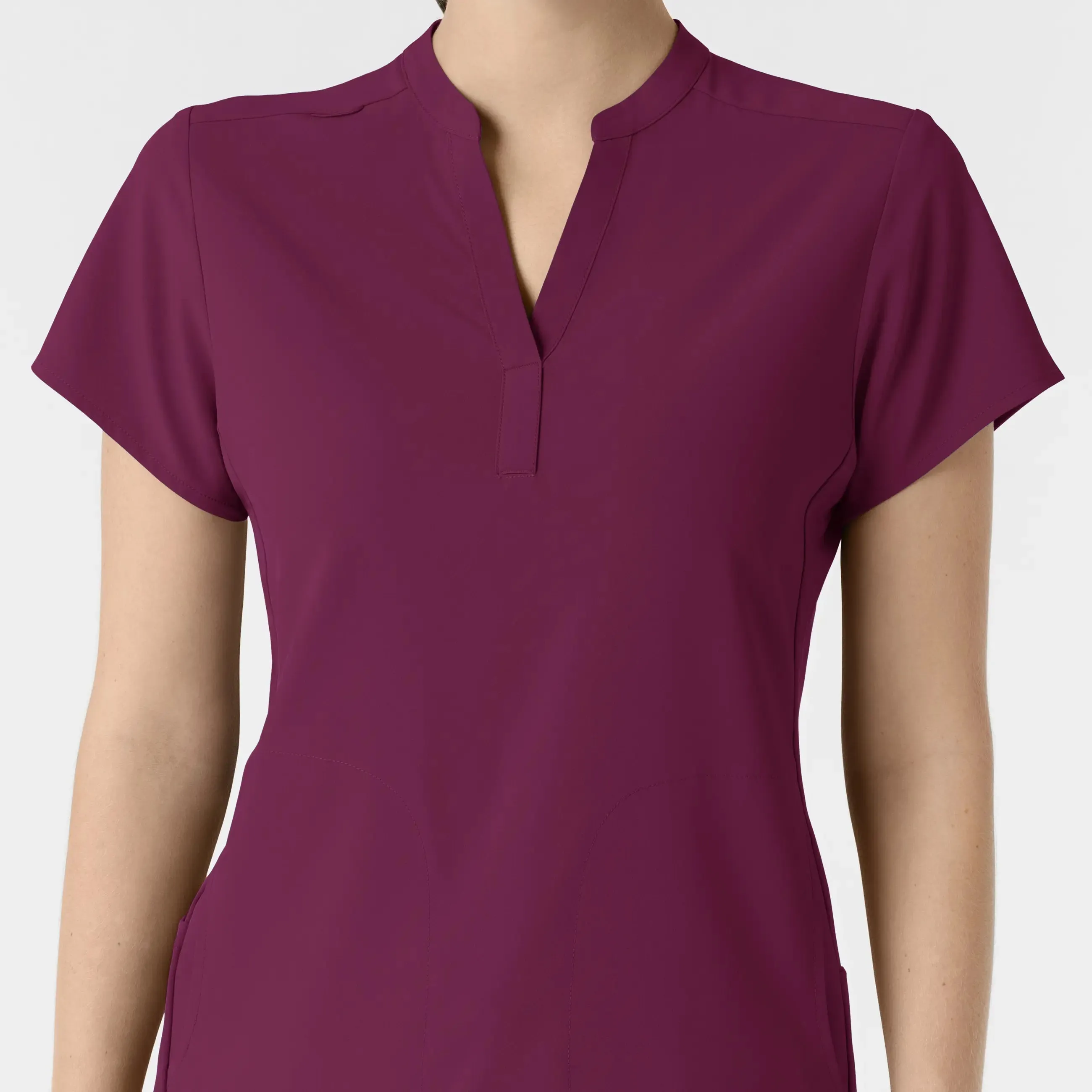 Wink Women's Mandarin Collar Scrub Top - Wine
