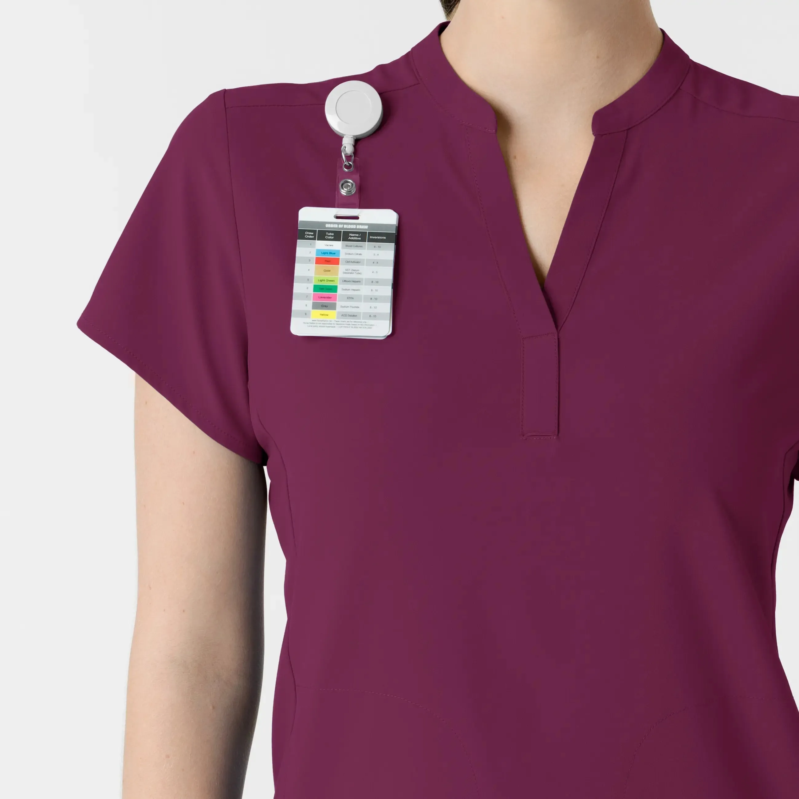 Wink Women's Mandarin Collar Scrub Top - Wine