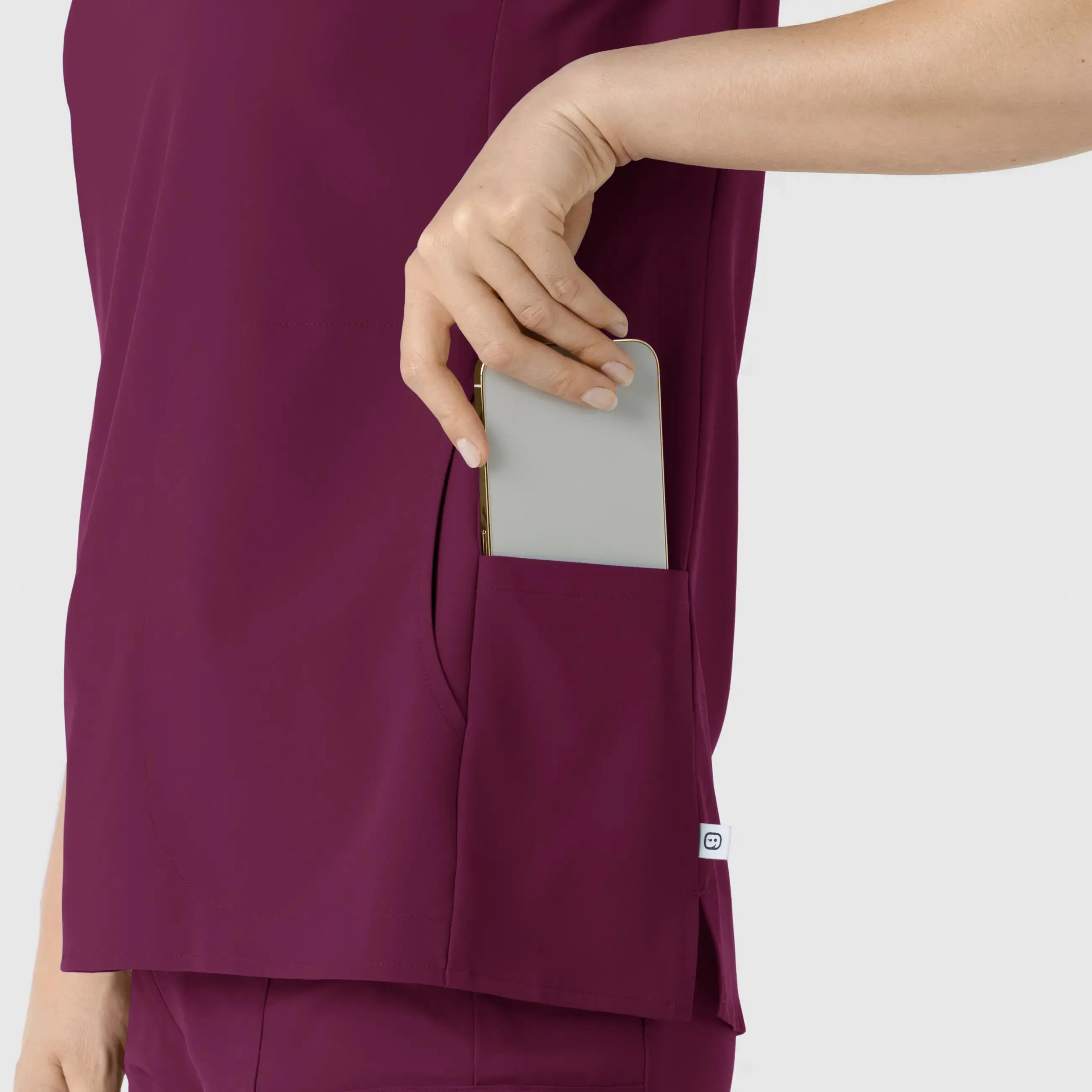 Wink Women's Mandarin Collar Scrub Top - Wine